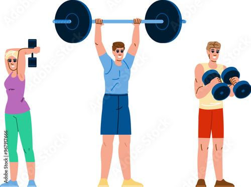 curl fitness exercises arm vector. dip plank, pullup chinup, extension flex curl fitness exercises arm character. people flat cartoon illustration
