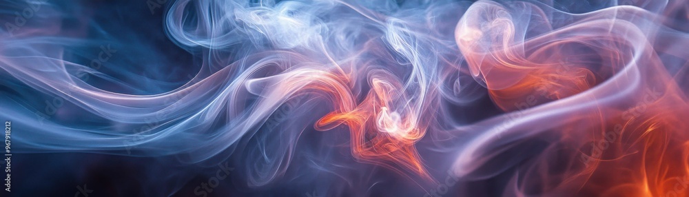Fototapeta premium Abstract Swirling Smoke with Blue and Orange Hues