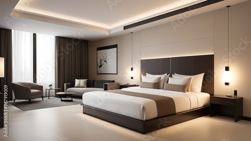 luxury hotel room with bed