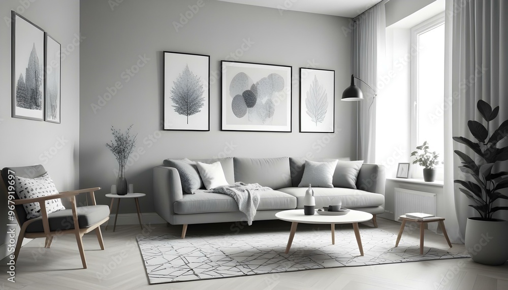 Fototapeta premium Photo interior modern design room 3d illustration;