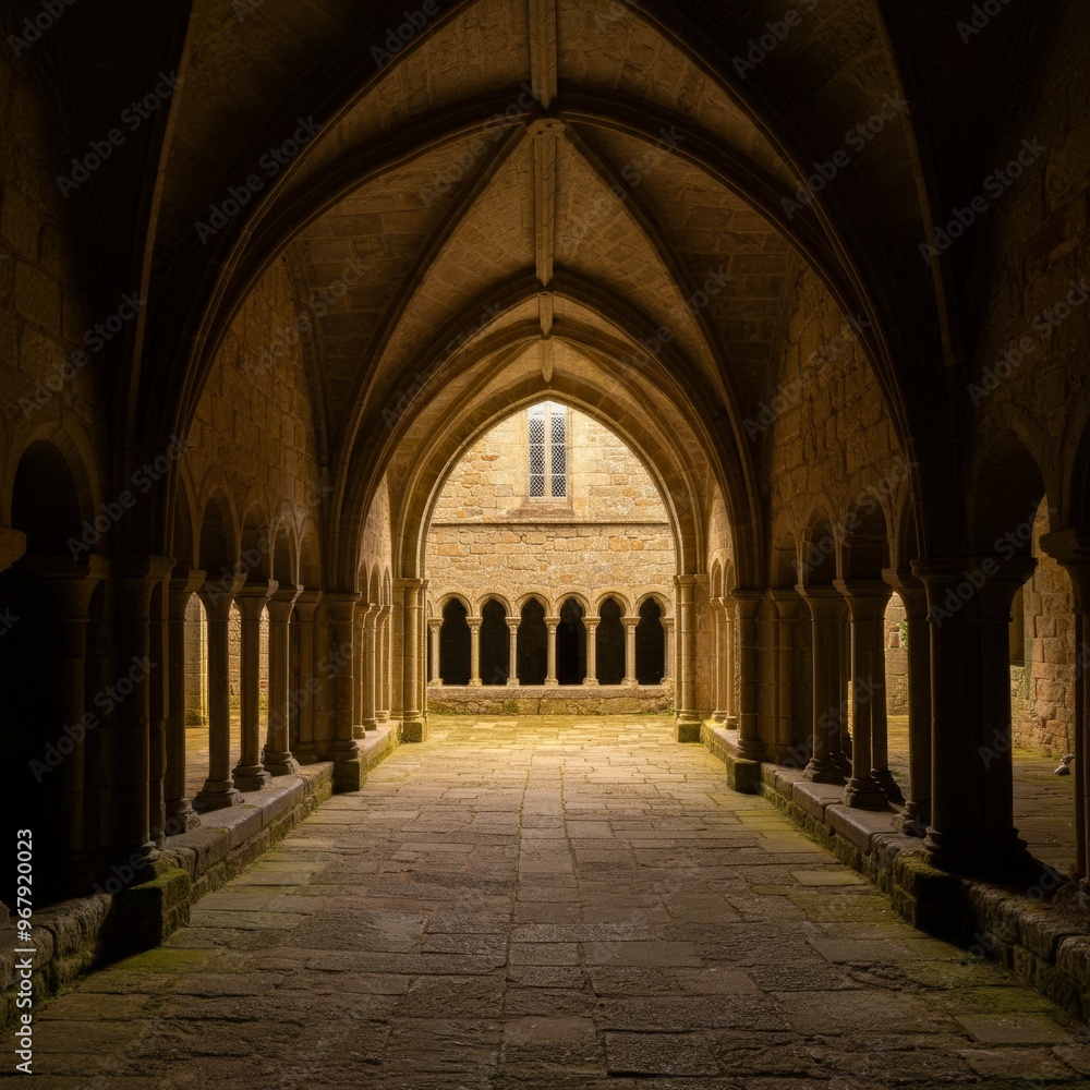 Cloister of a medieval abbey in daoulas in brittany in france Cloister of a medieval abbey in daoulas in brittany in france
