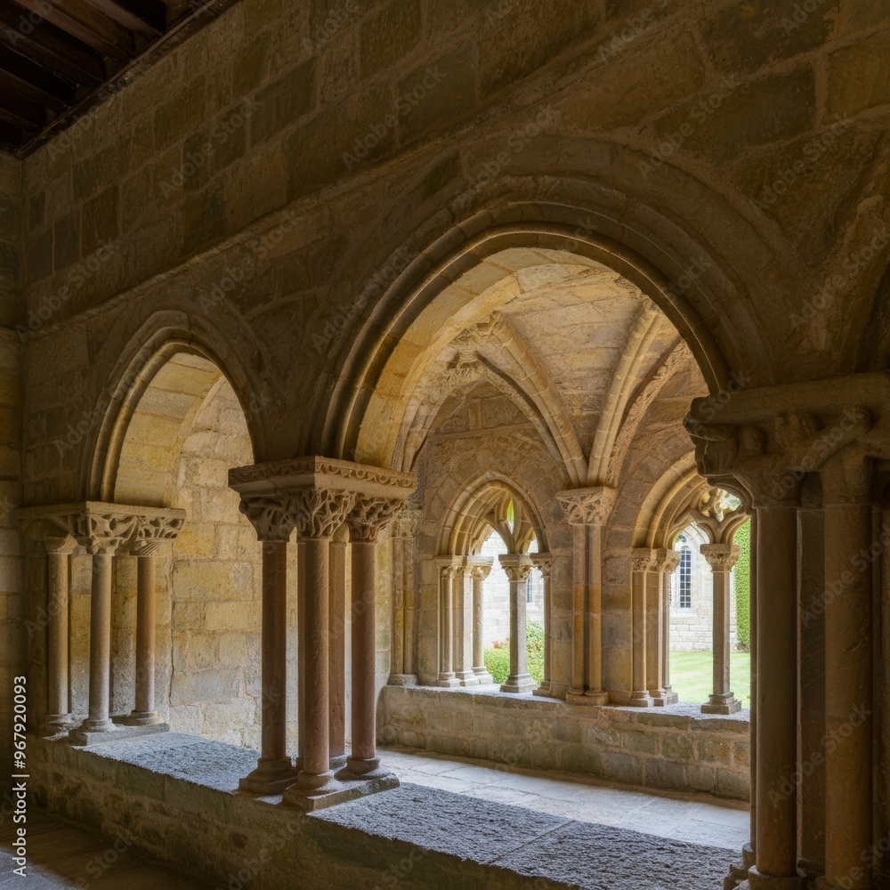 Cloister of a medieval abbey in daoulas in brittany in france Cloister of a medieval abbey in daoulas in brittany in france