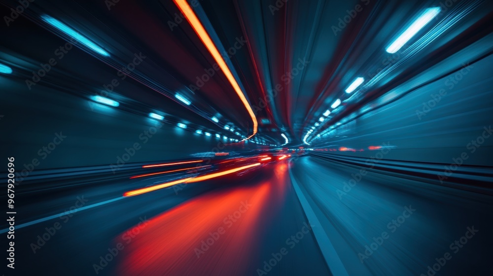 traveling through a tunnel with flashing lights, celebrating the journey concept banner traveling through a tunnel with flashing lights, celebrating the journey concept banner