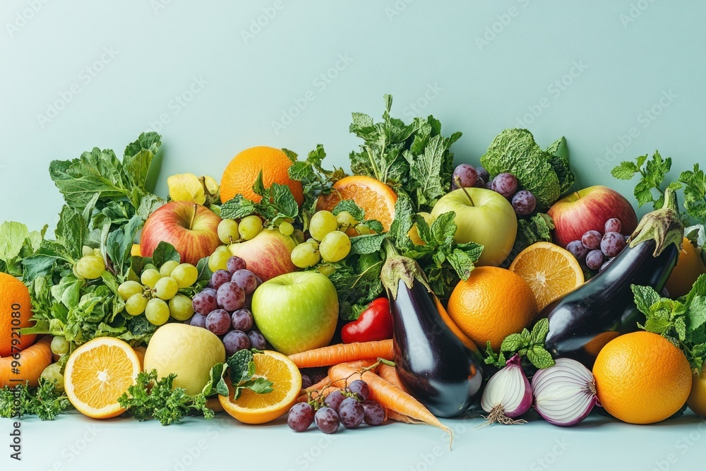 A Colorful Still Life of Fresh Fruits and Vegetables