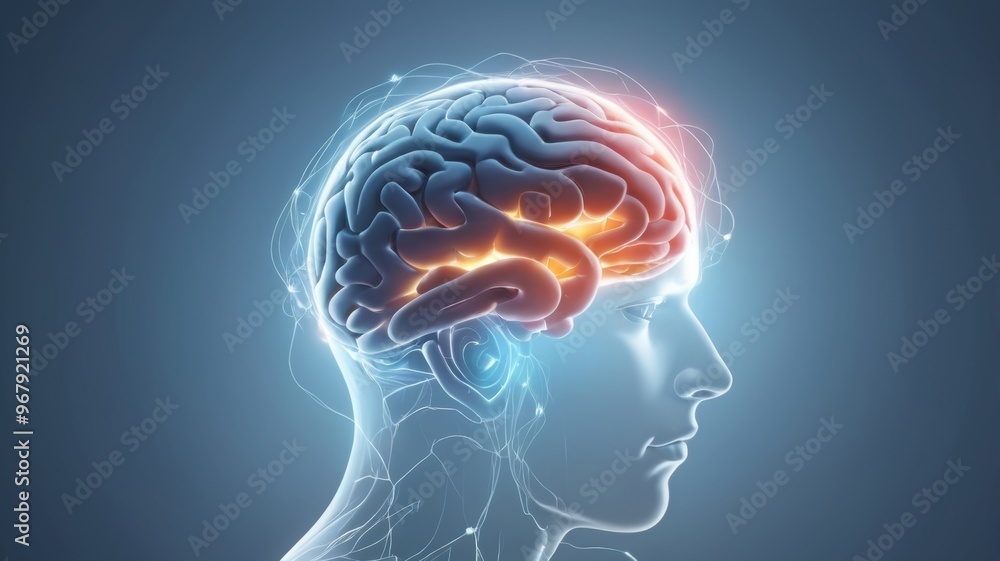The human brain is depicted in blue, emphasizing its complex anatomy and functions in a striking visual representation. The human brain is depicted in blue, emphasizing its complex anatomy and functions in a striking visual representation.
