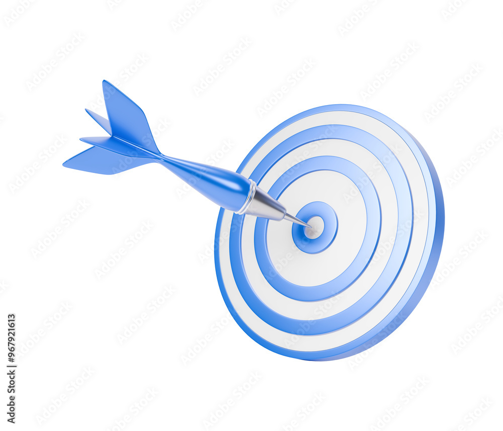 3d icon blue dart hitting the target 3d icon blue dart hitting the target