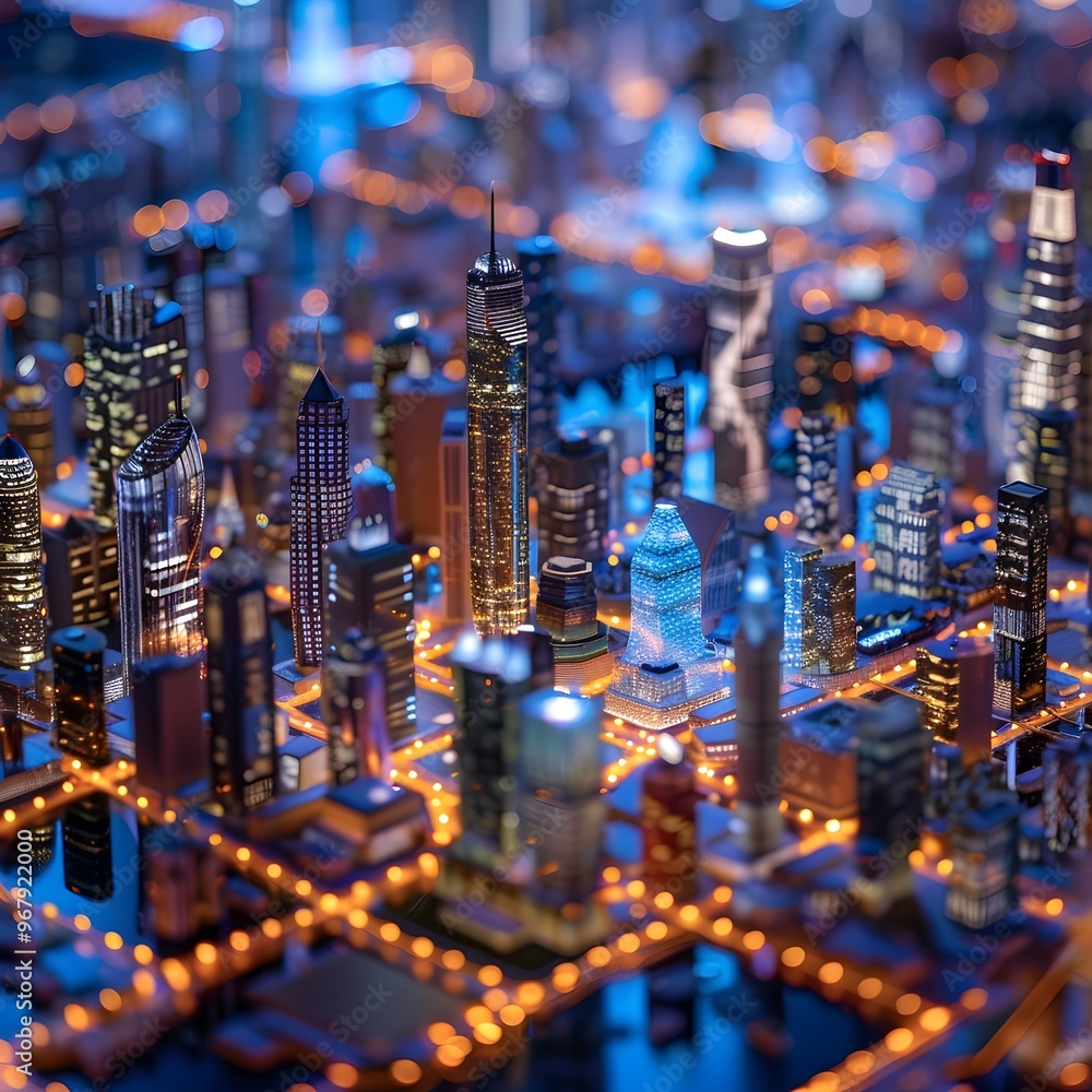 Fototapeta premium Futuristic Digital Twins of Smart City Infrastructure for Advanced Urban Management and Planning