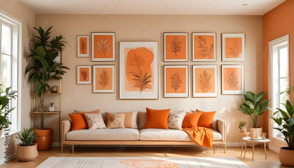 Obraz premium Photo interior modern design room 3d illustration;