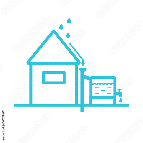 Rainwater harvesting icon. Sustainability. Isolated on white background. From blue icon set.