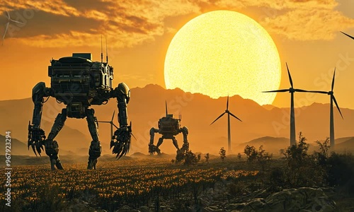 Giant Robots in a Desert Sunset
