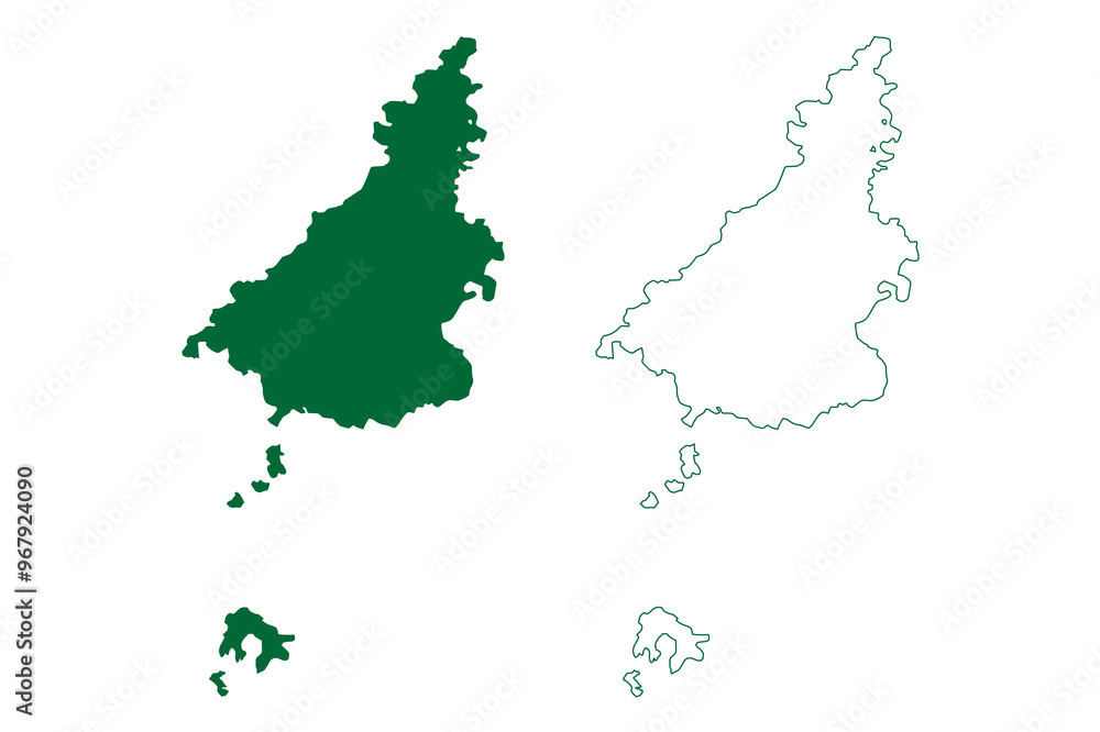 Naklejka premium Datia district (Madhya Pradesh State, Gwalior division, Republic of India) map vector illustration, scribble sketch Datia map