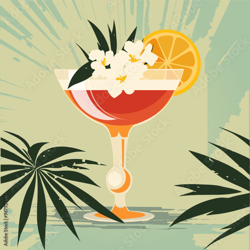 Cocktail Martini-Vektorgrafik in retro style