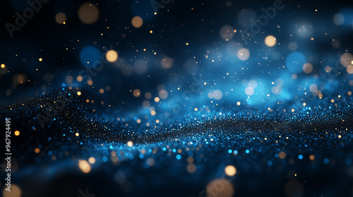 a glamour abstract dark almost black blue background with small glitter and bokeh for banquet , awards ceremony,festival,annual meeting or party. photo