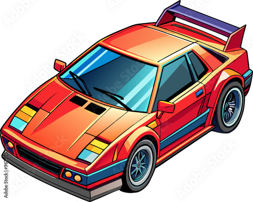 Isometric sports car with retro design. Vintage supercar isometric icon