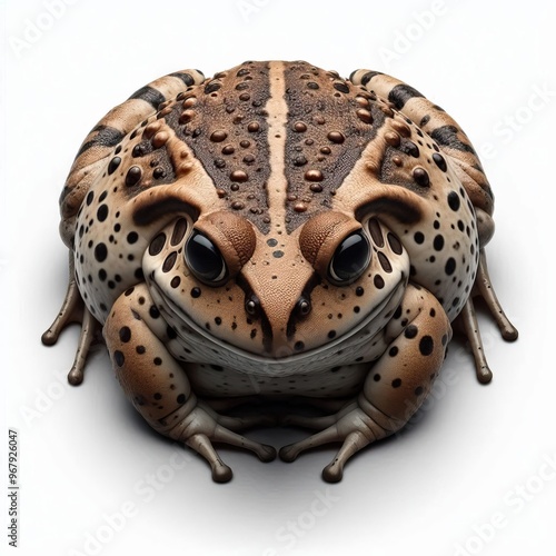 whole view of a frog on white background , view from above. photo