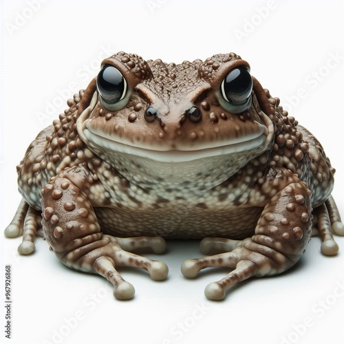 whole view of a frog on white background , view from above. photo