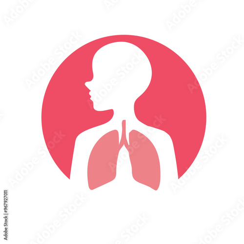 Silhouette of boy and lungs isolated on white backgaround, Lungs vector design