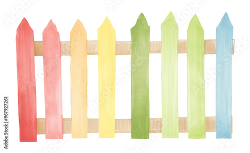 Colorful fence png digital art, transparent background