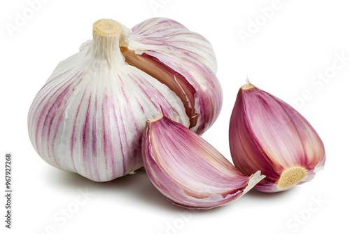 Garlic bulb with cloves, showcasing its texture.