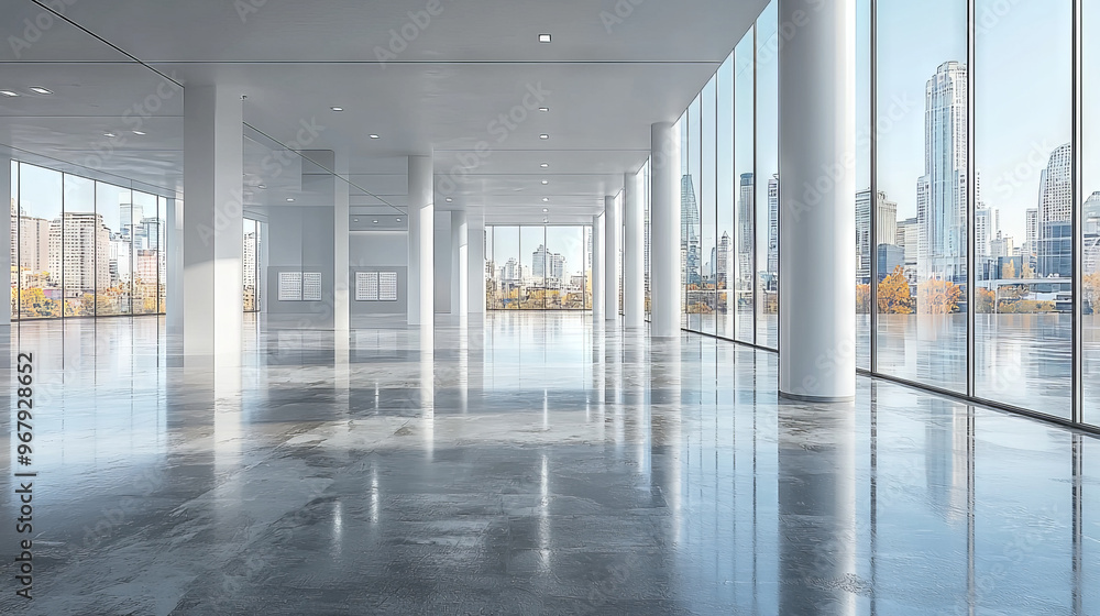 Fototapeta premium Empty office space with city view.