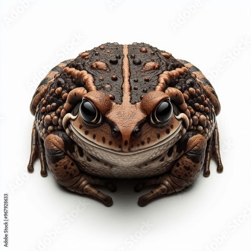 whole view of a frog on white background , view from above. photo