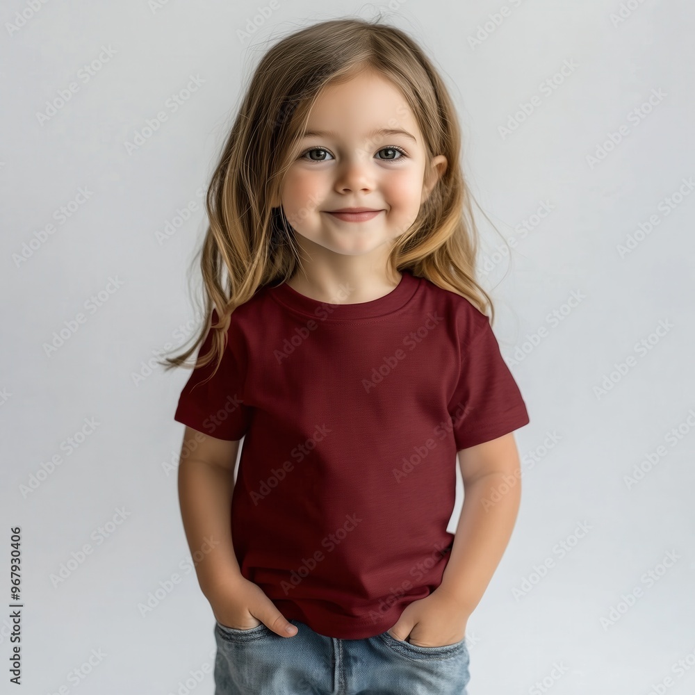 Cute toddler girl model mockup. Little girl wearing basic tshirt mock up. Kids blank maroon t-shirt template. Normal plain crewneck shirt mock. Children's casual regular tee. Short sleeve baby clothes Cute toddler girl model mockup. Little girl wearing basic tshirt mock up. Kids blank maroon t-shirt template. Normal plain crewneck shirt mock. Children's casual regular tee. Short sleeve baby clothes