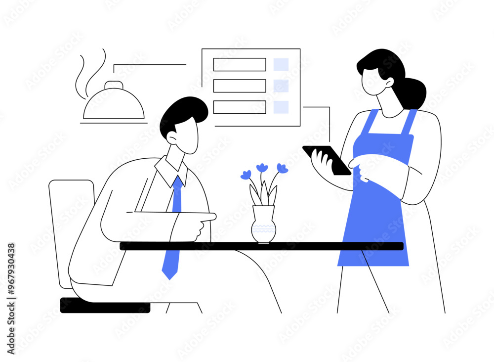 Waiter software isolated cartoon vector illustrations. Waiter software isolated cartoon vector illustrations.