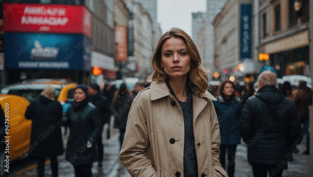 woman on a busy street woman on a busy street
