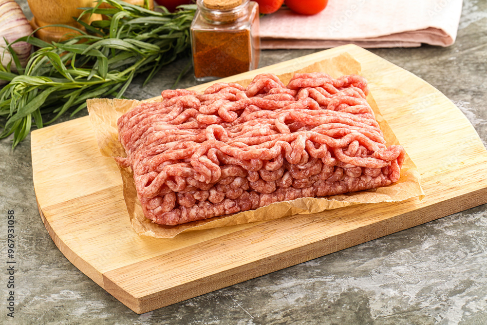 Raw uncooked red minced meat Raw uncooked red minced meat