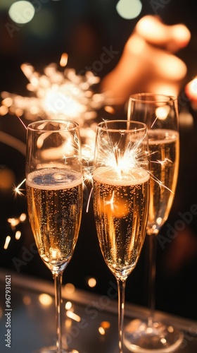 Wallpaper Mural Sparkling champagne glasses with festive sparklers, perfect for celebrating special moments and creating joyful memories. Torontodigital.ca