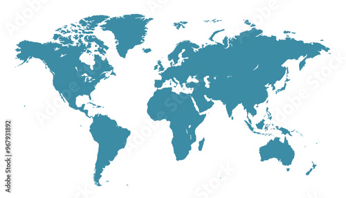 World map. Blue modern vector map. Silhouette map.