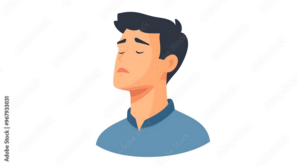Man with Sore Throat Flat Design Website Icon - Vector Graphic 2D Illustration on White Background Man with Sore Throat Flat Design Website Icon - Vector Graphic 2D Illustration on White Background