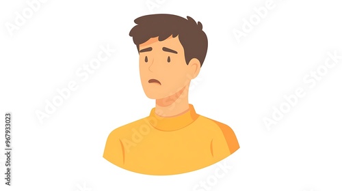 Man with Sore Throat Flat Design Icon - Vector Graphic on White Background | Minimalistic 2D Illustration of Illness Symptom