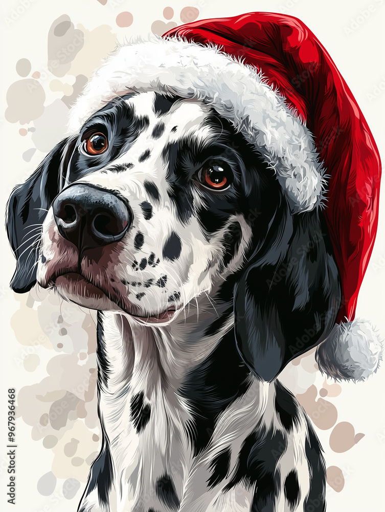 Dalmatian dog with a Santa Claus hat Dalmatian dog with a Santa Claus hat