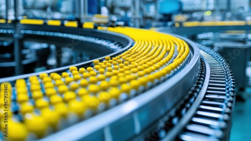 A conveyor belt with products being assembled in perfect sequence, automation and operational optimization