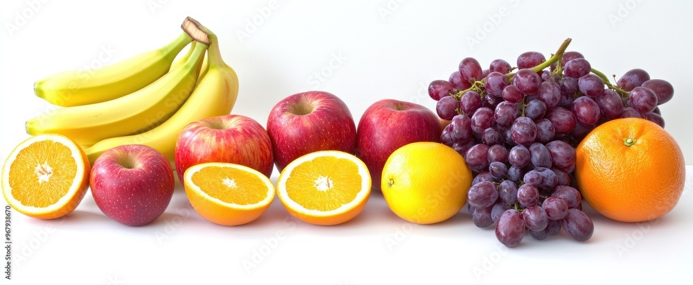 Assortment of Fresh Fruits on White Background Assortment of Fresh Fruits on White Background
