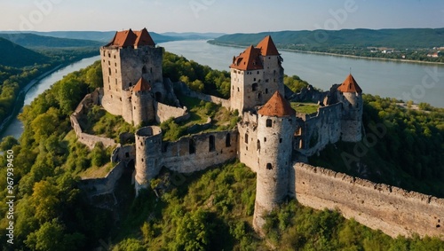 Ruins of Hainburg castle by the Danube photo