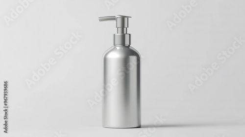 silver plastic cosmetics bottle with pump