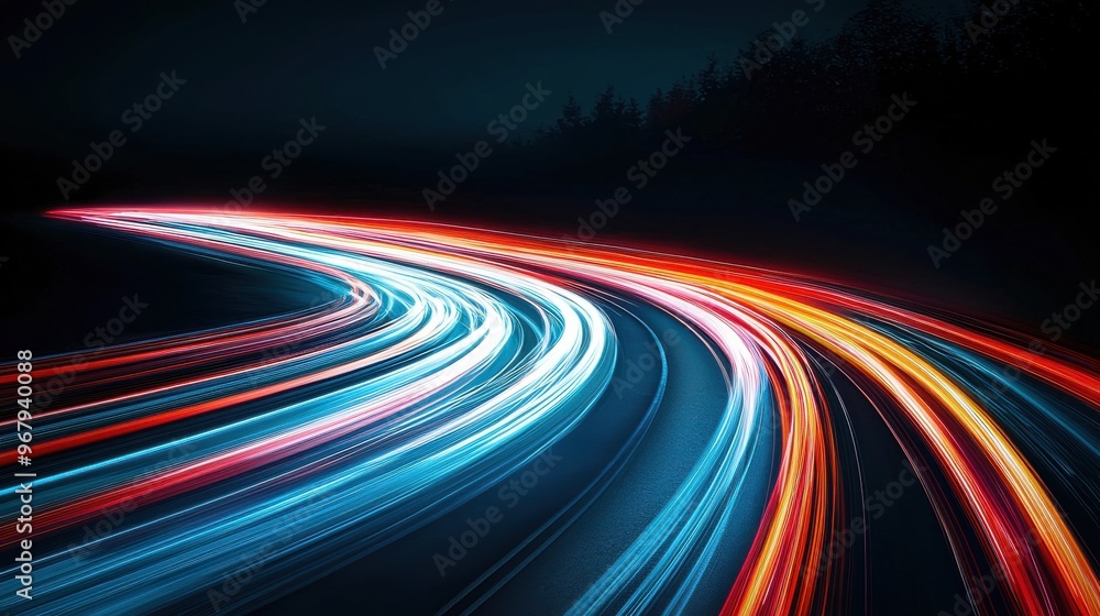 A digital highway with one lane glowing brightly, while others remain dark, faster and more effective paths that lead to a competitive edge A digital highway with one lane glowing brightly, while others remain dark, faster and more effective paths that lead to a competitive edge