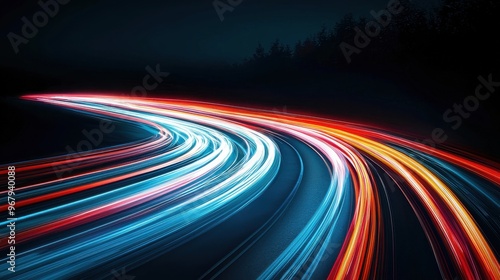 A digital highway with one lane glowing brightly, while others remain dark, faster and more effective paths that lead to a competitive edge