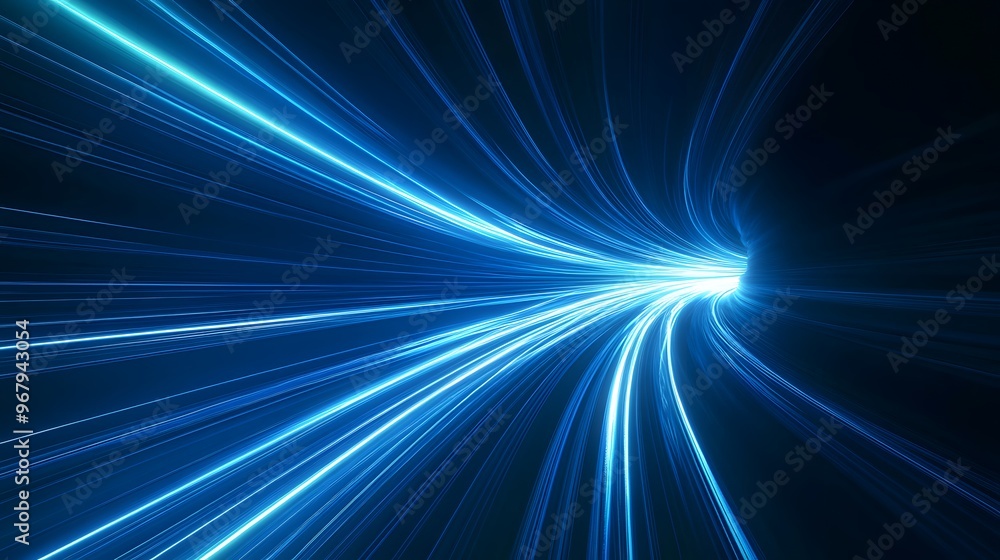 Abstract blue light trails creating a dynamic effect. Abstract blue light trails creating a dynamic effect.