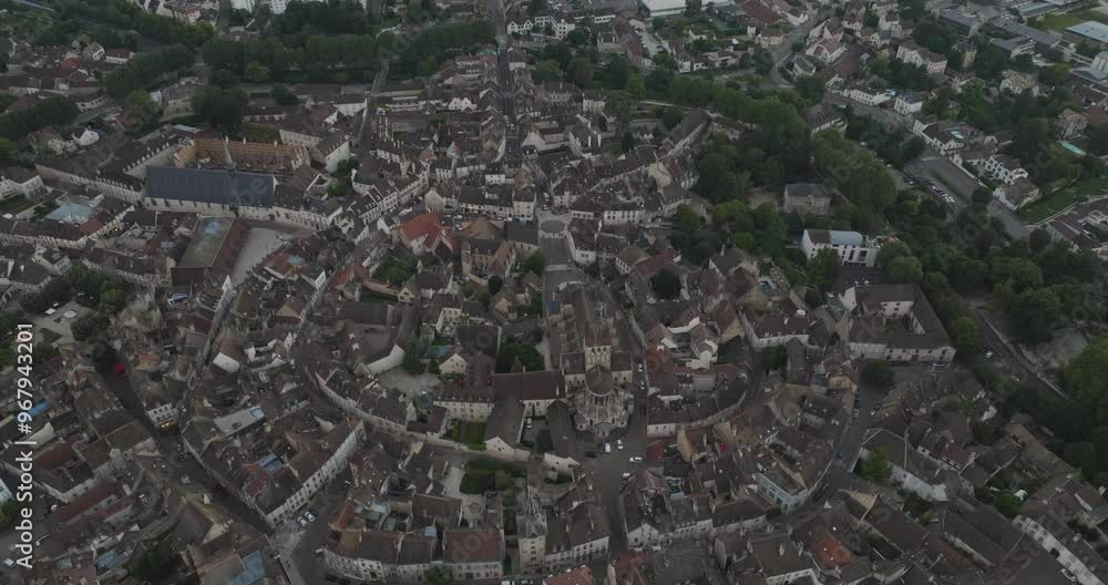 Aerial view of historic old town with beautiful architecture and rooftops, Beaune, France. Aerial view of historic old town with beautiful architecture and rooftops, Beaune, France.