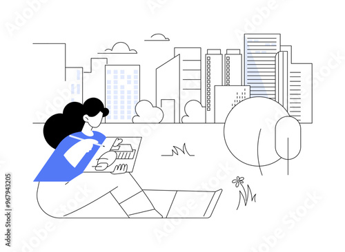 Urban sketching isolated cartoon vector illustrations.