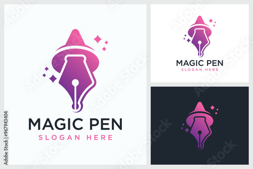 Magic Pen Design Inspiration. Magic Pen Symbol Logo Vector Template Design, Magic Pen Design Logo Vector Illustration