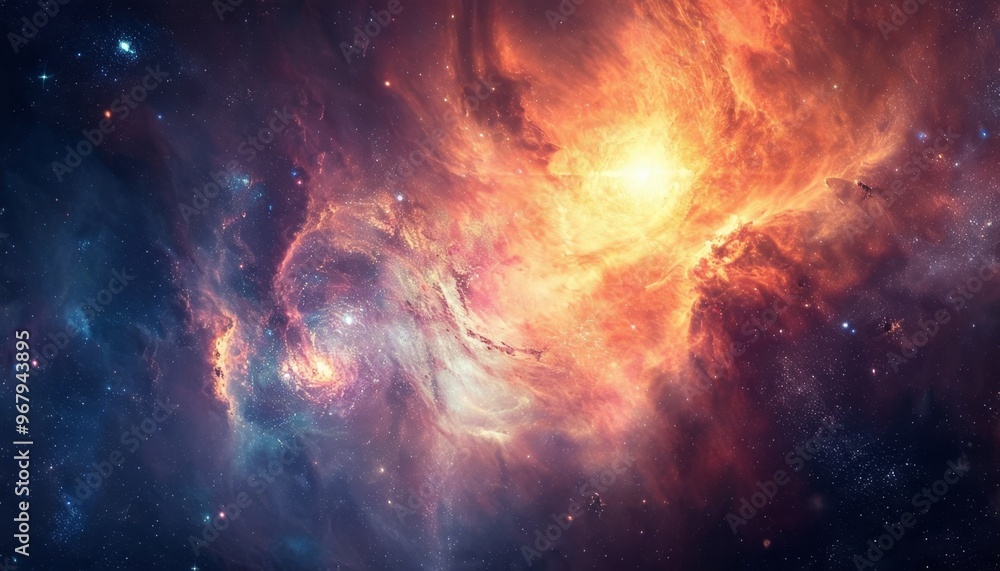 Fototapeta premium Beautiful colorful space background. Sci-fi cosmic wallpaper. Nebula, stars, gas clouds.