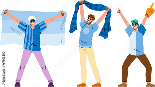 passion soccer fan man vector. loyalty excitement, stadium chant, goal victory passion soccer fan man character. people flat cartoon illustration