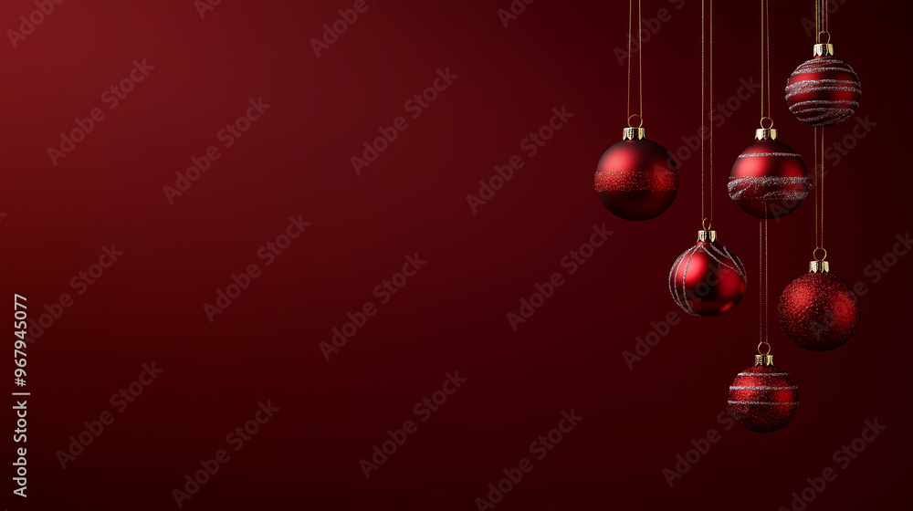 Elegant Ornaments and Dark Red Background for Christmas Greetings Elegant Ornaments and Dark Red Background for Christmas Greetings