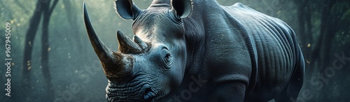 a banner size photo of  a rhino