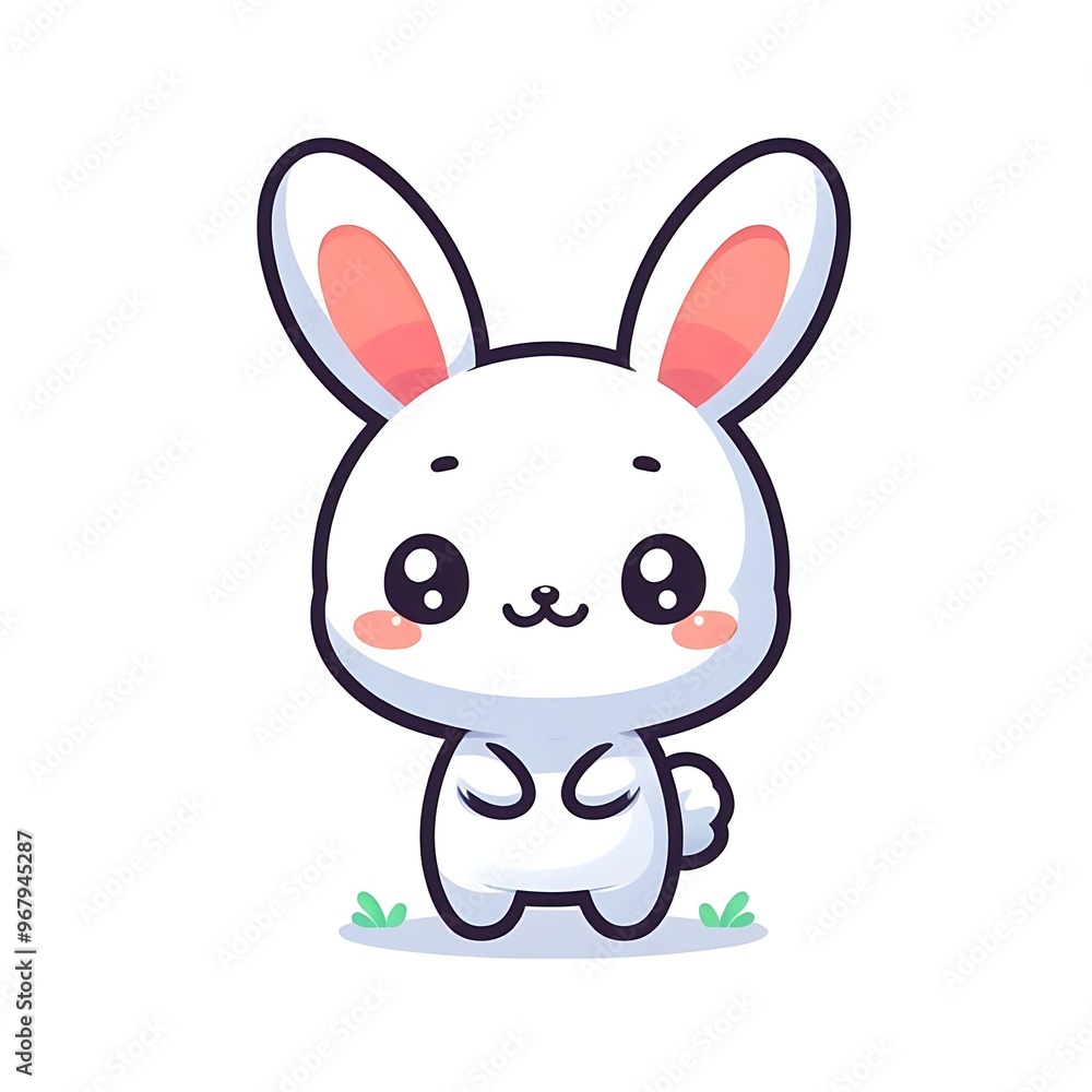 Cute rabbit, cartoon flat style illustration, white background, character Cute rabbit, cartoon flat style illustration, white background, character