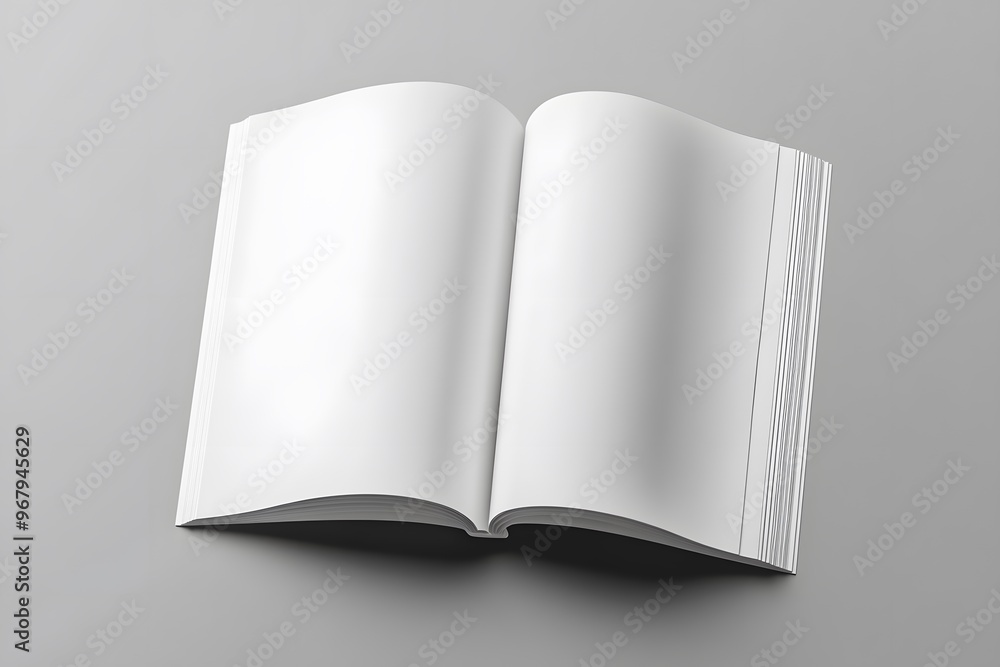 Open blank book on a gray surface. Open blank book on a gray surface.